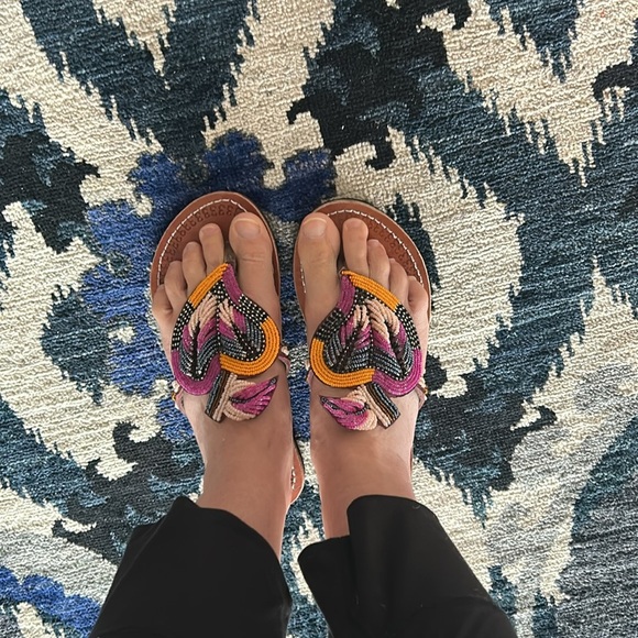 Hand Crafted Colorful Beaded Women's Sandals - Picture 2 of 7